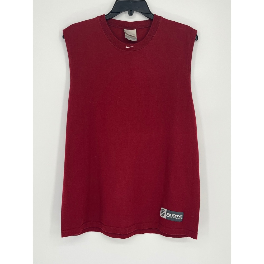 VTG Nike Basketball Sleeveless T-Shirt‎ Men M Maroon Swoosh USA Made Y2K Retro